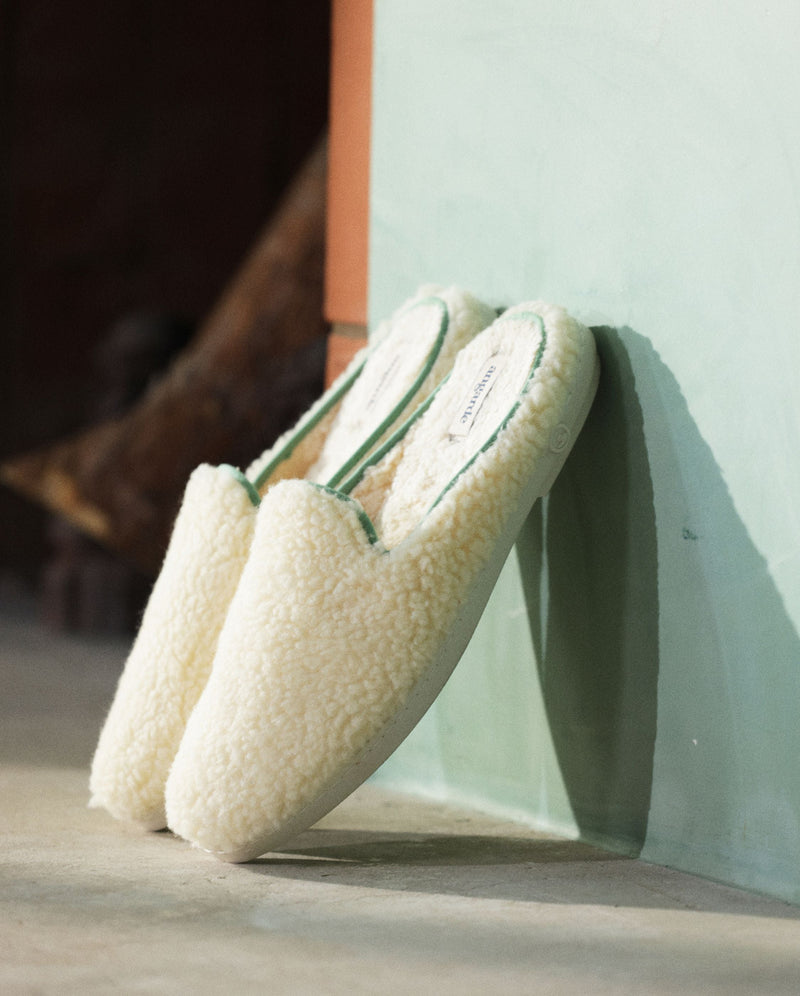 Mule Aime - Bouclette De Laine Sauge - Homme