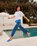 Mule femme vichy bleu-océan pool Angarde