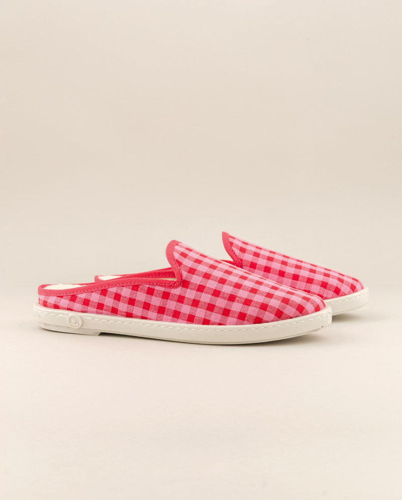 Red-pink gingham women's mule Angarde profile