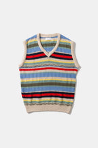 Stickad Väst Multi Stripes Off White