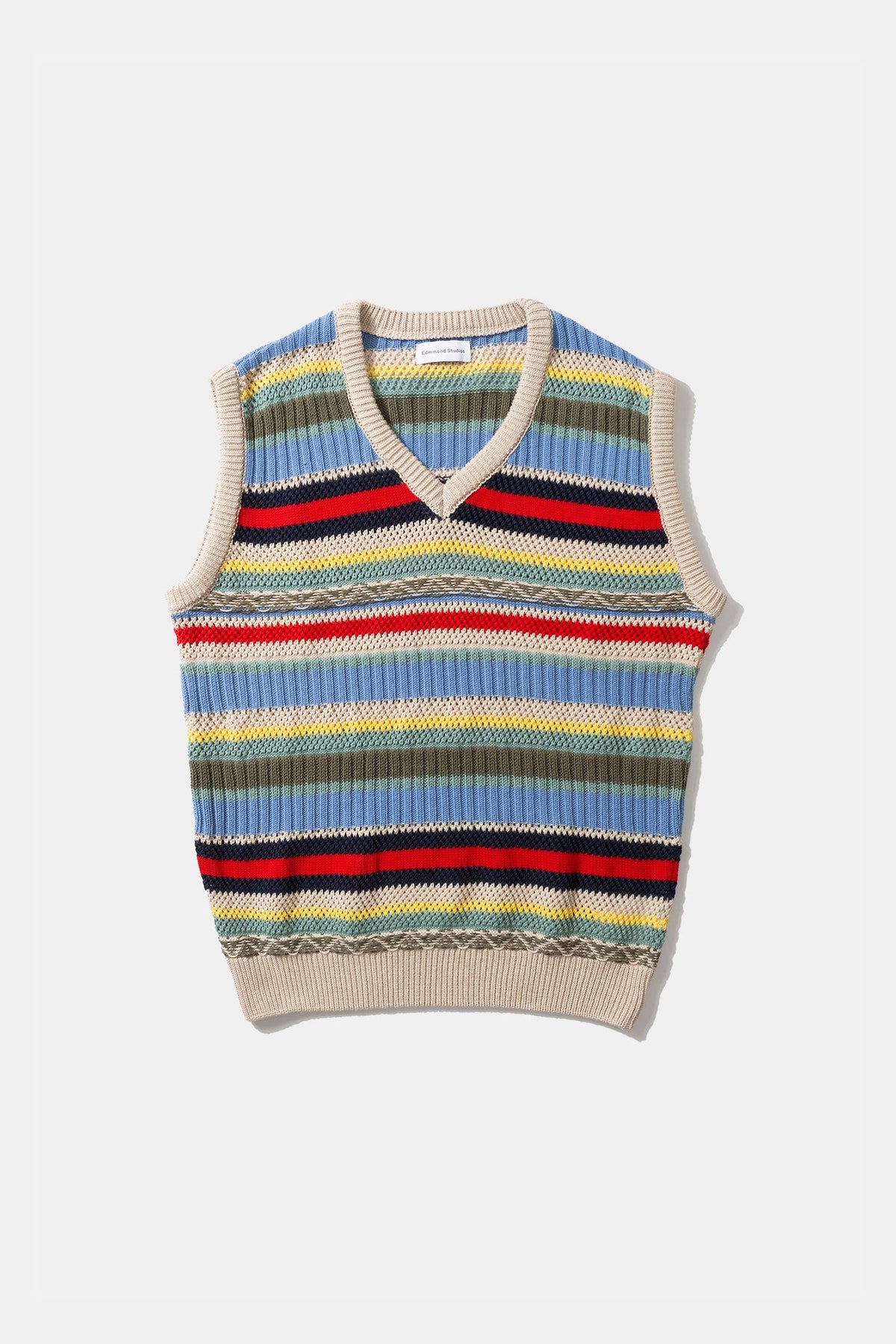 Stickad Väst Multi Stripes Off White
