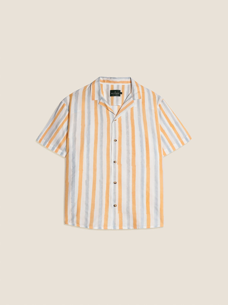 Chemise Orange & Blue Striped