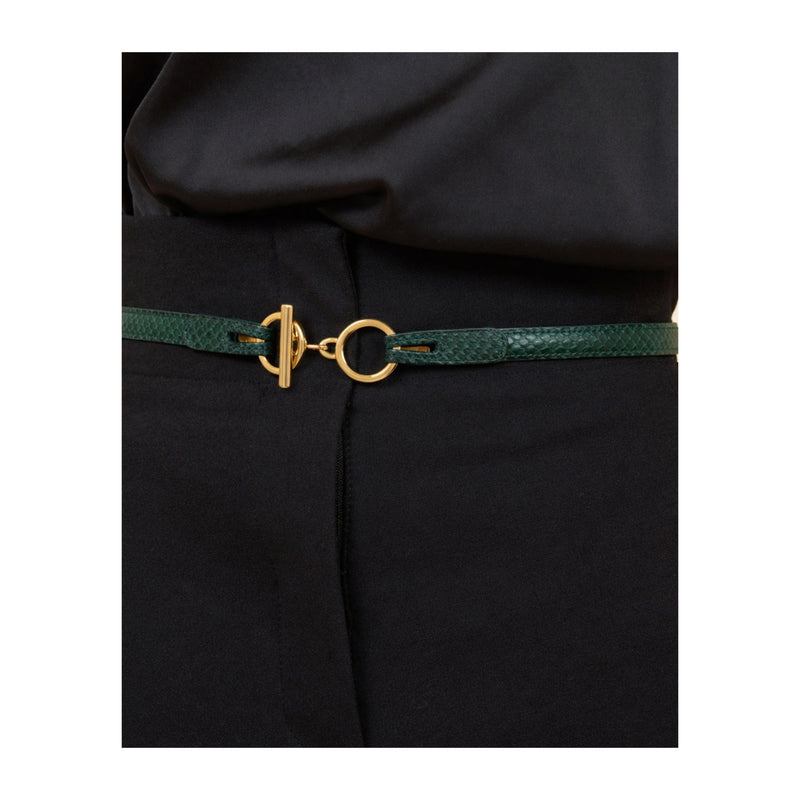 Ceinture L'Attachante Cuir De Saumon Verte Irisée