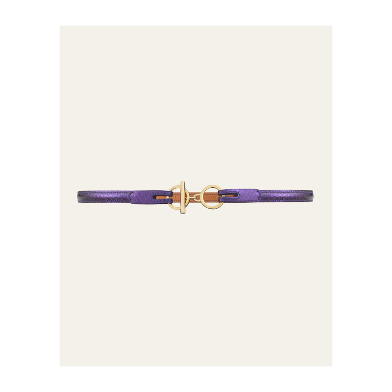 Ceinture L'Attachante Cuir De Saumon Violette Irisée