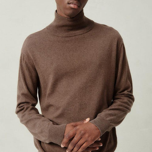 Pull Col Roule - Chatain Chine - Homme
