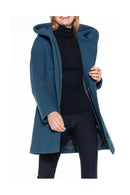 Manteau À Capuche En Drap De Laine Bleu