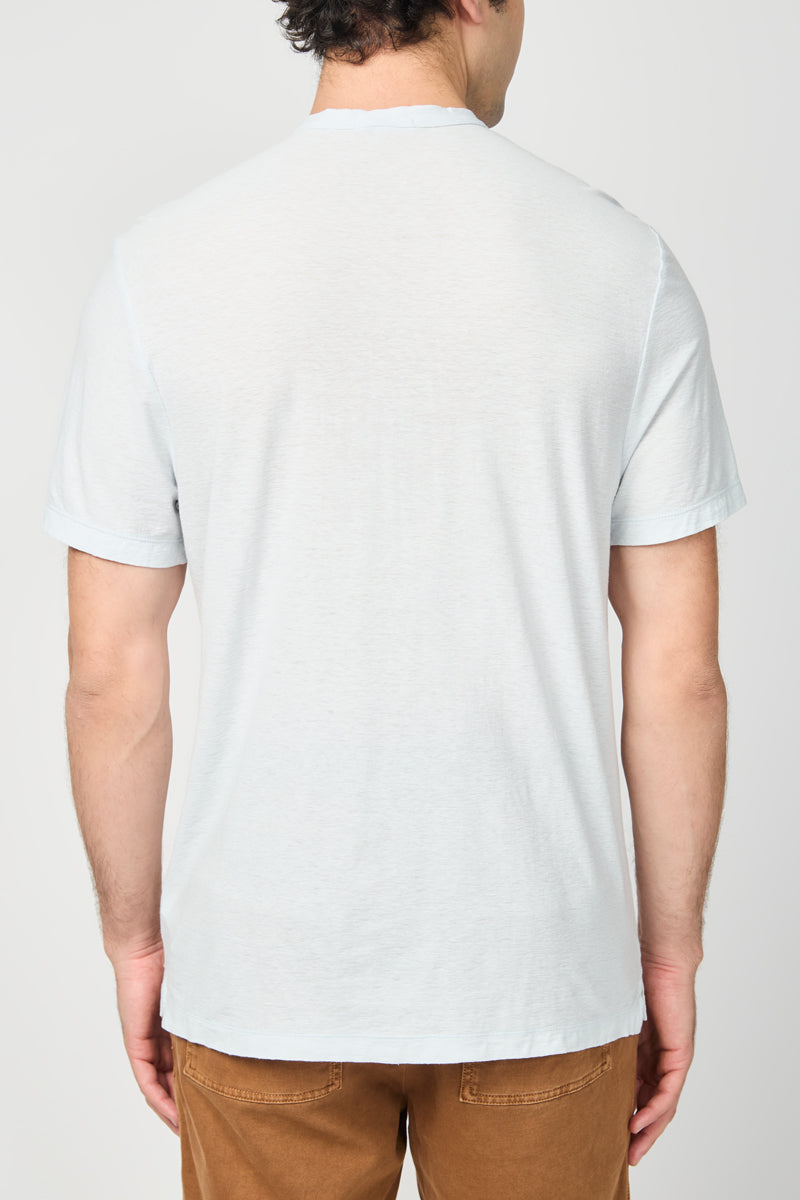 Henley En Coton Et Lin Pour Enfant - Bleu Glacier - Homme