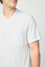 Henley En Coton Et Lin Pour Enfant - Bleu Glacier - Homme