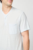 Henley Infantil De Algodón Y Lino - Azul Hielo - Hombre
