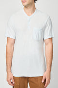 Henley En Coton Et Lin Pour Enfant - Bleu Glacier - Homme