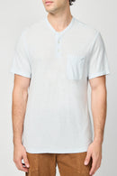 Henley Infantil De Algodón Y Lino - Azul Hielo - Hombre