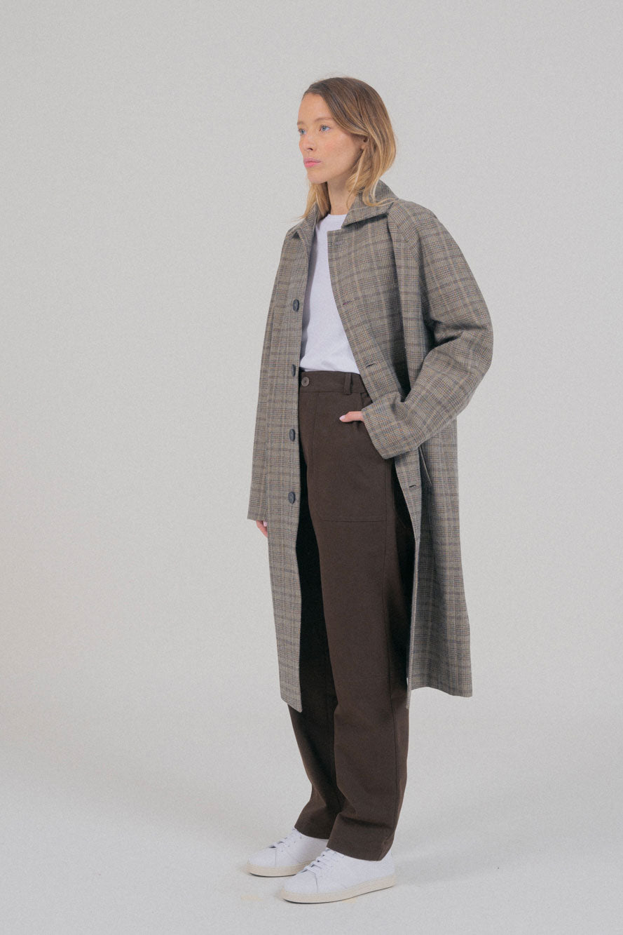 Manteau Mac Mayfair Laine Upcyclée Beige Checks