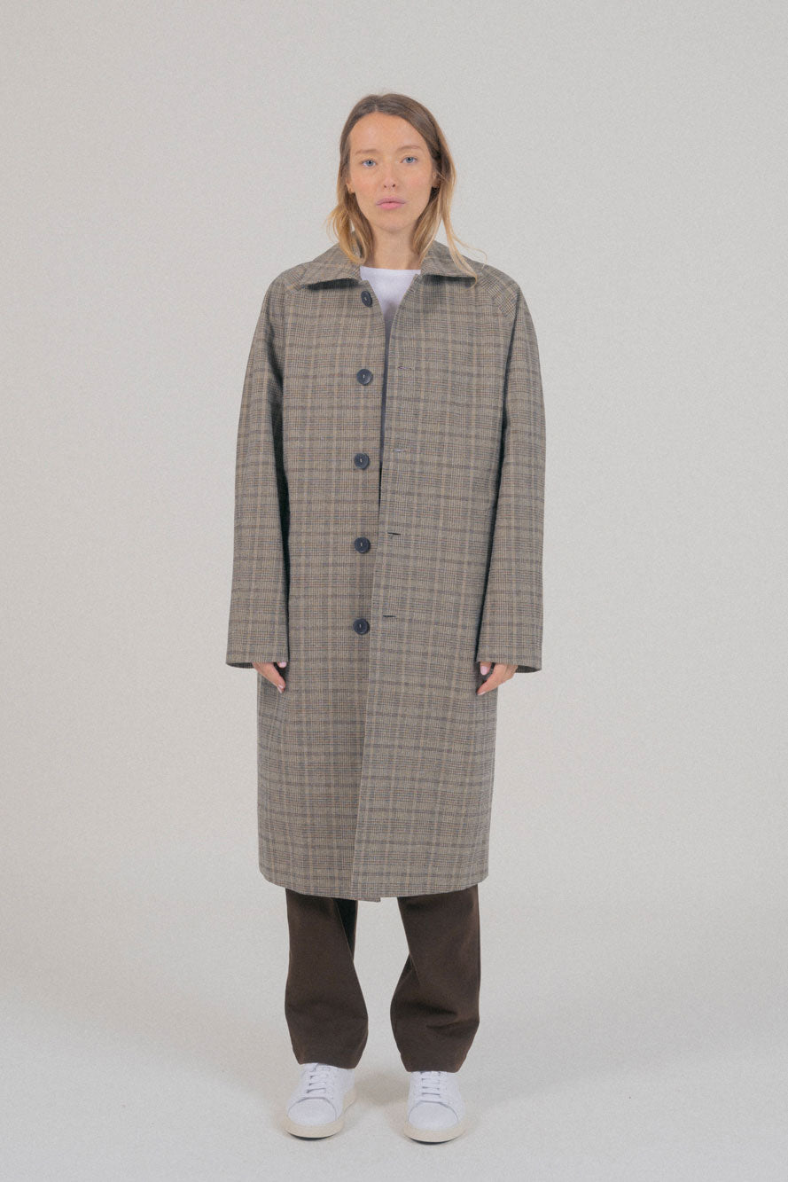 Manteau Mac Mayfair Laine Upcyclée Beige Checks