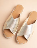 Espadrilles Plates Madrag - Gold Leather - Woman