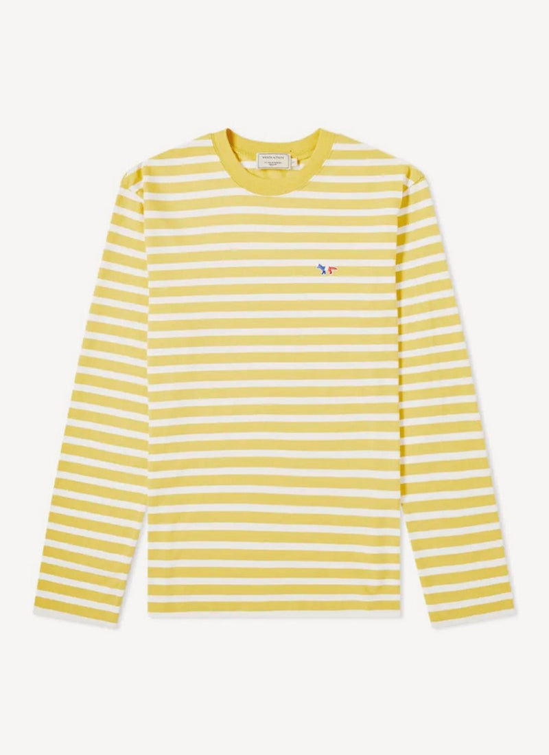 Maison Kitsune - Marin Tee-Shirt Tricolor Fox Patch - Yellow White - Mixte