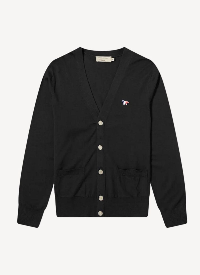 Maison Kitsune - Merinos Cardigan Tricolor Fox Patch - Black - Mixte