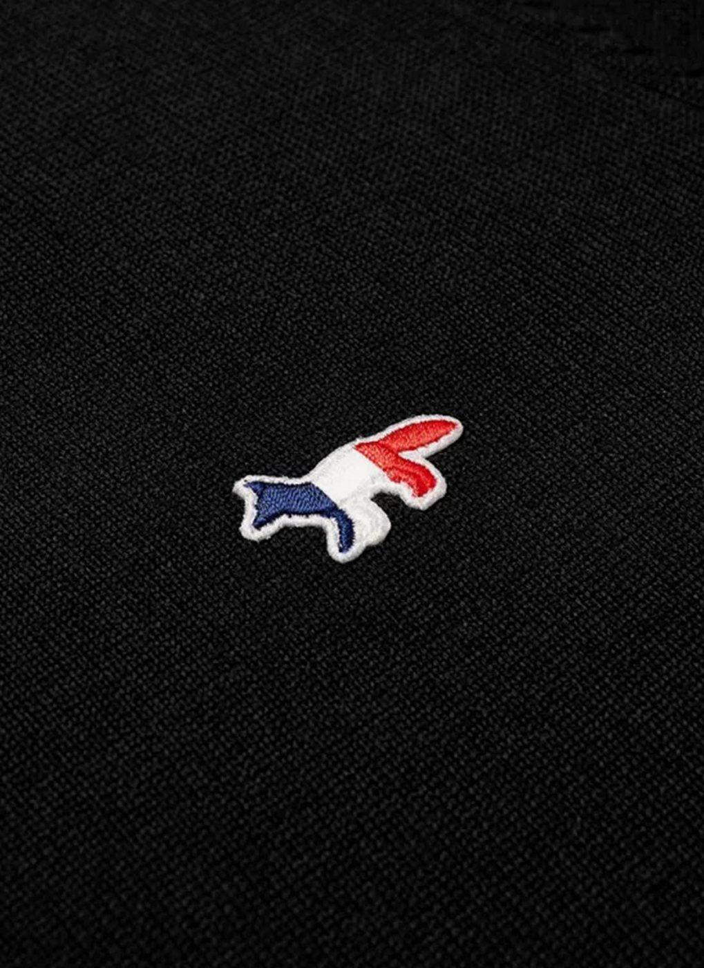 Maison Kitsune - Merinos Cardigan Tricolor Fox Patch - Black - Mixto