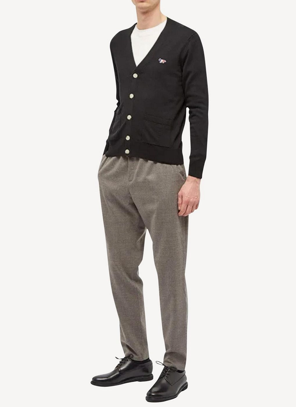 Maison Kitsune - Merinos Cardigan Tricolor Fox Patch - Black - Mixto