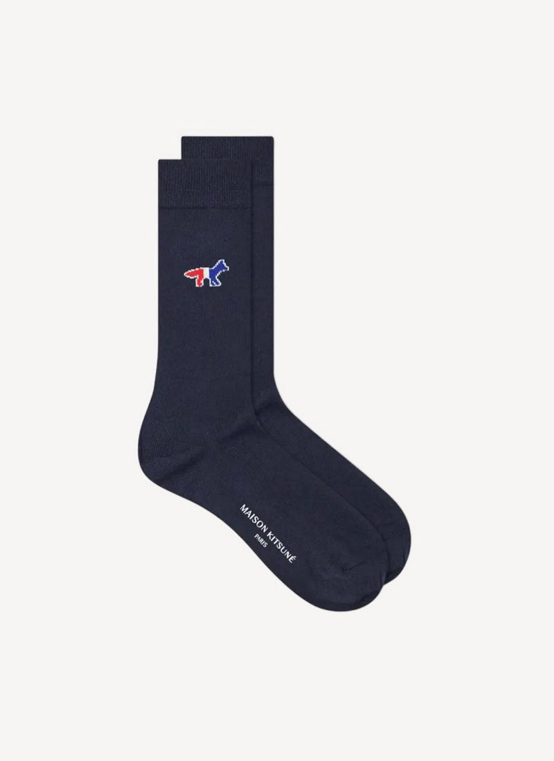 Maison Kitsune - Tricolor Fox Socks - Navy - Mixte