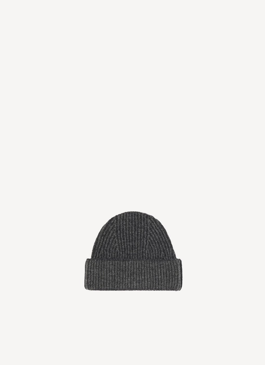 Maison Kitsune - Ribbed Lambswool Beanie - Dark Grey Melange - Unisex