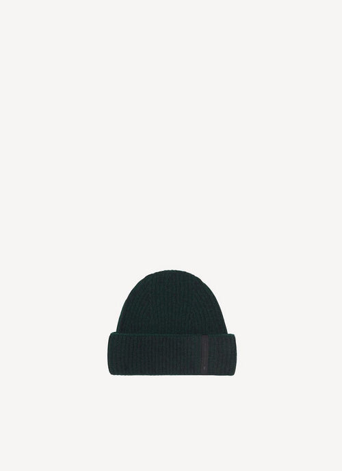 Maison Kitsune - Ribbed Lambswool Beanie - Black Melange - Mixte