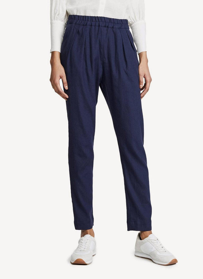 Maison Kitsune - Linen Jena Casual Pant - Navy - Femme