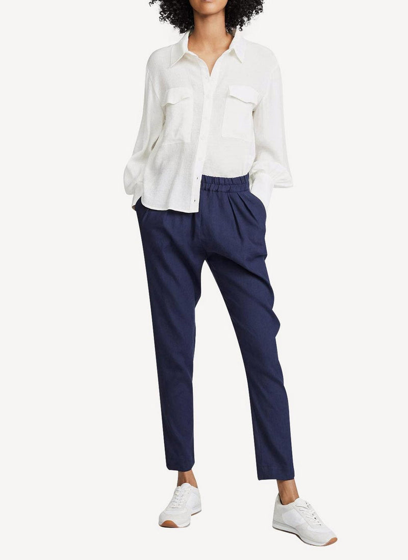 Maison Kitsune - Linen Jena Casual Pant - Navy - Femme