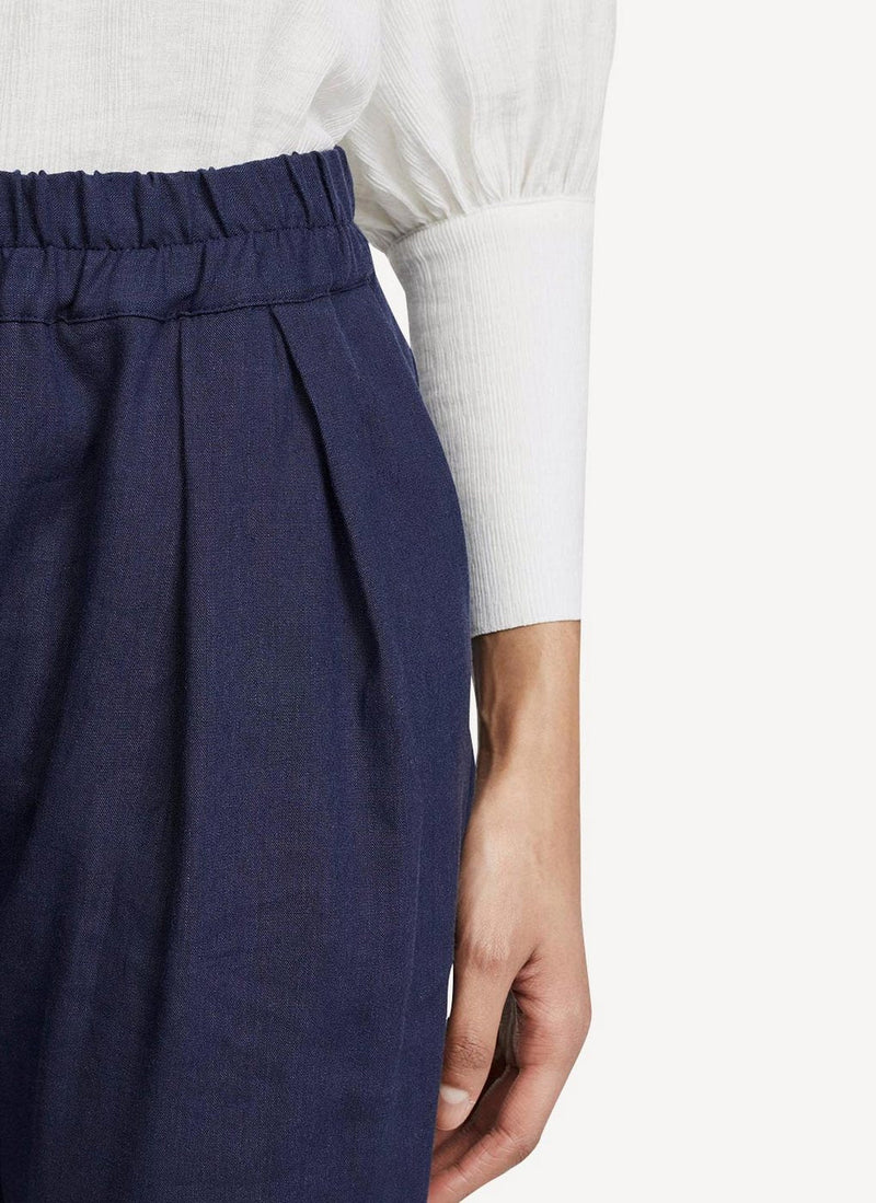 Maison Kitsune - Linen Jena Casual Pant - Navy - Femme
