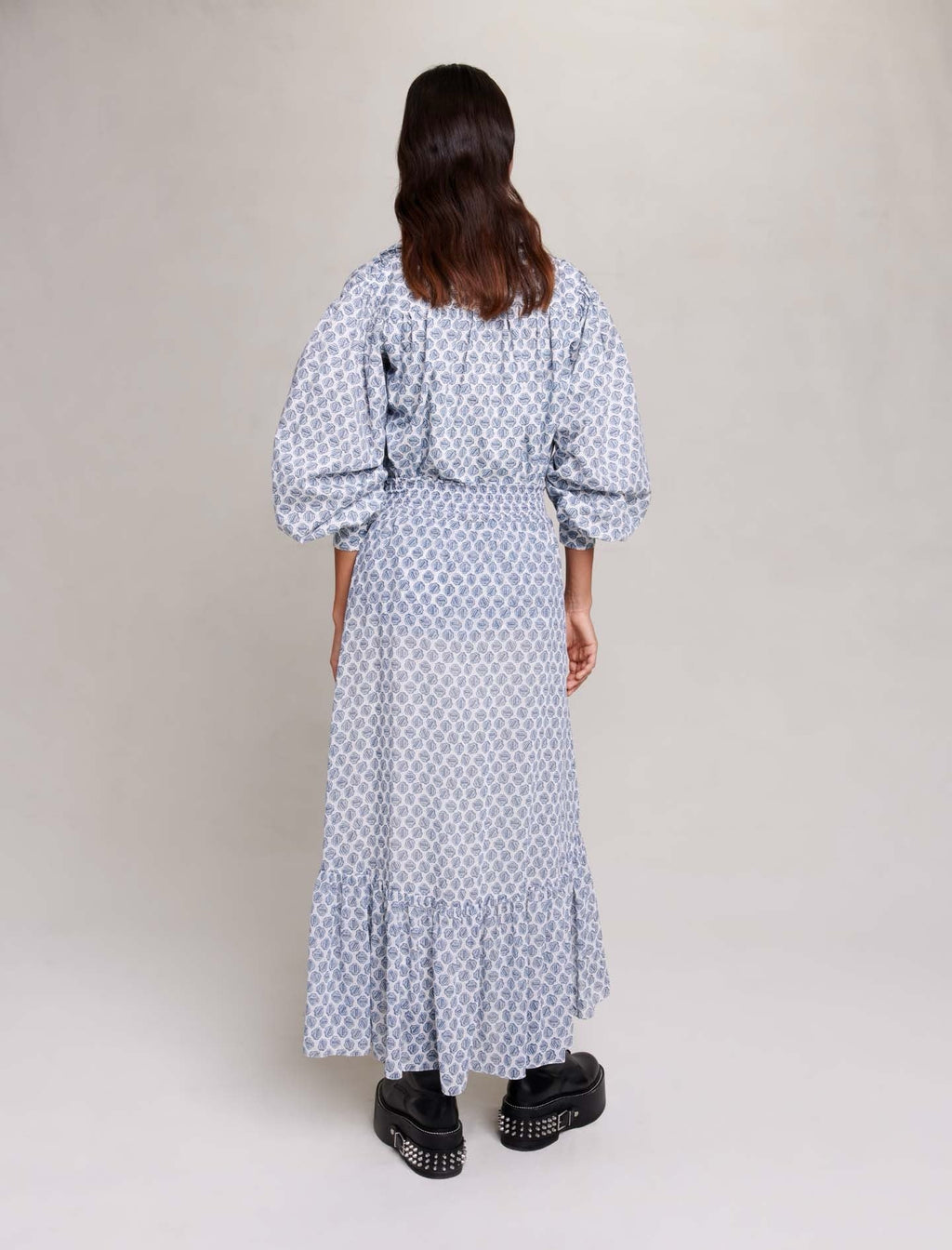 Falda - Monograma Clover Crudo y Azul
