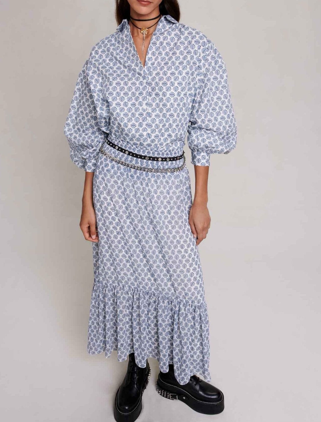 Falda - Monograma Clover Crudo y Azul