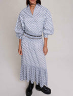 Falda - Monograma Clover Crudo y Azul