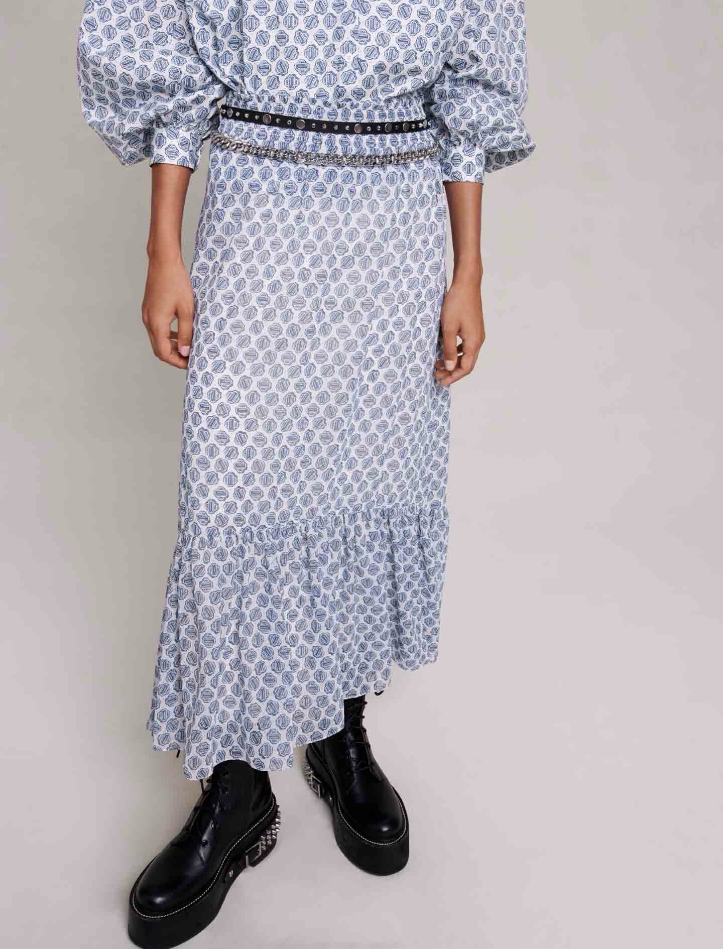 Falda - Monograma Clover Crudo y Azul