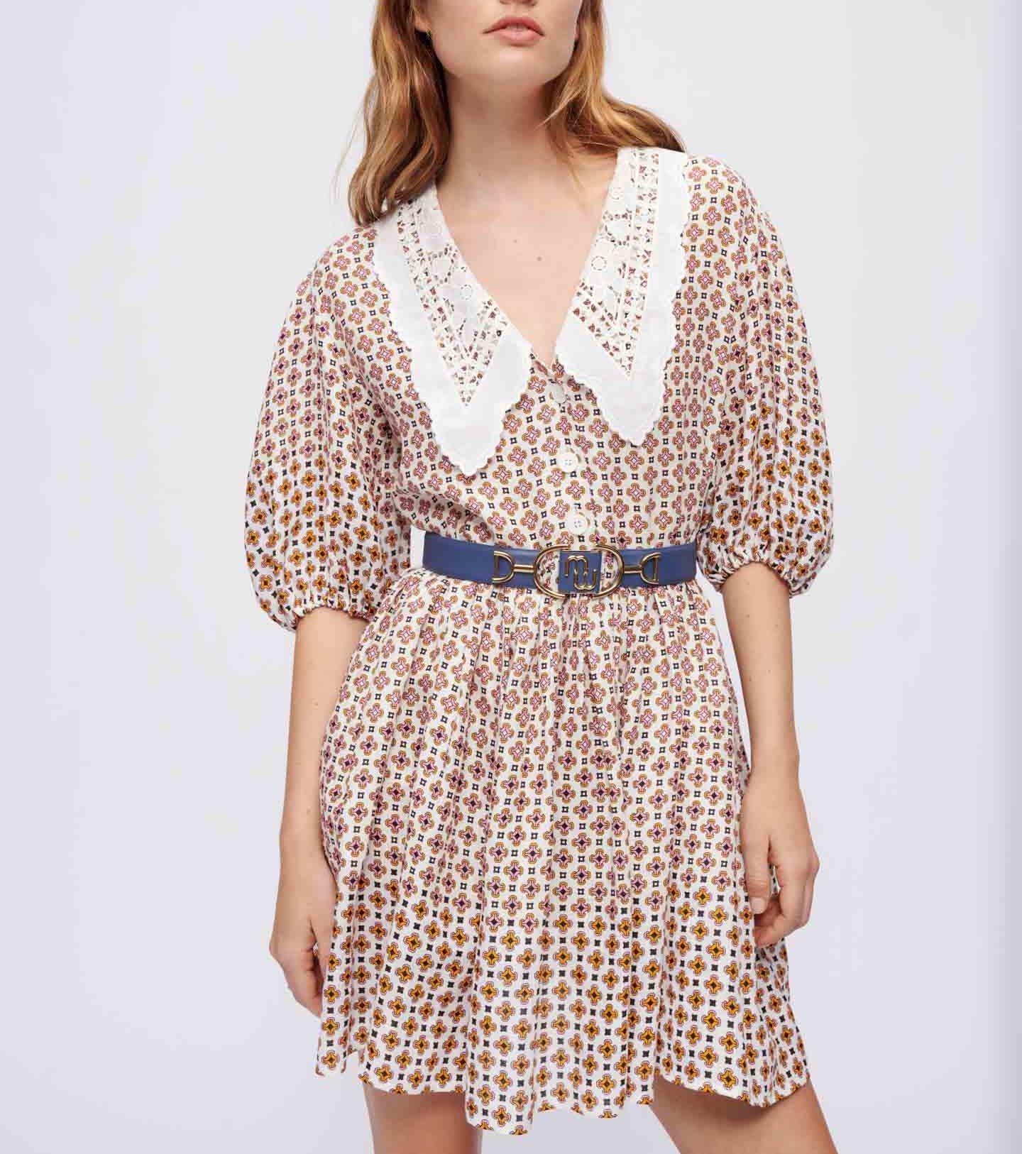 Romelange Dress - Geometric Ecru Background