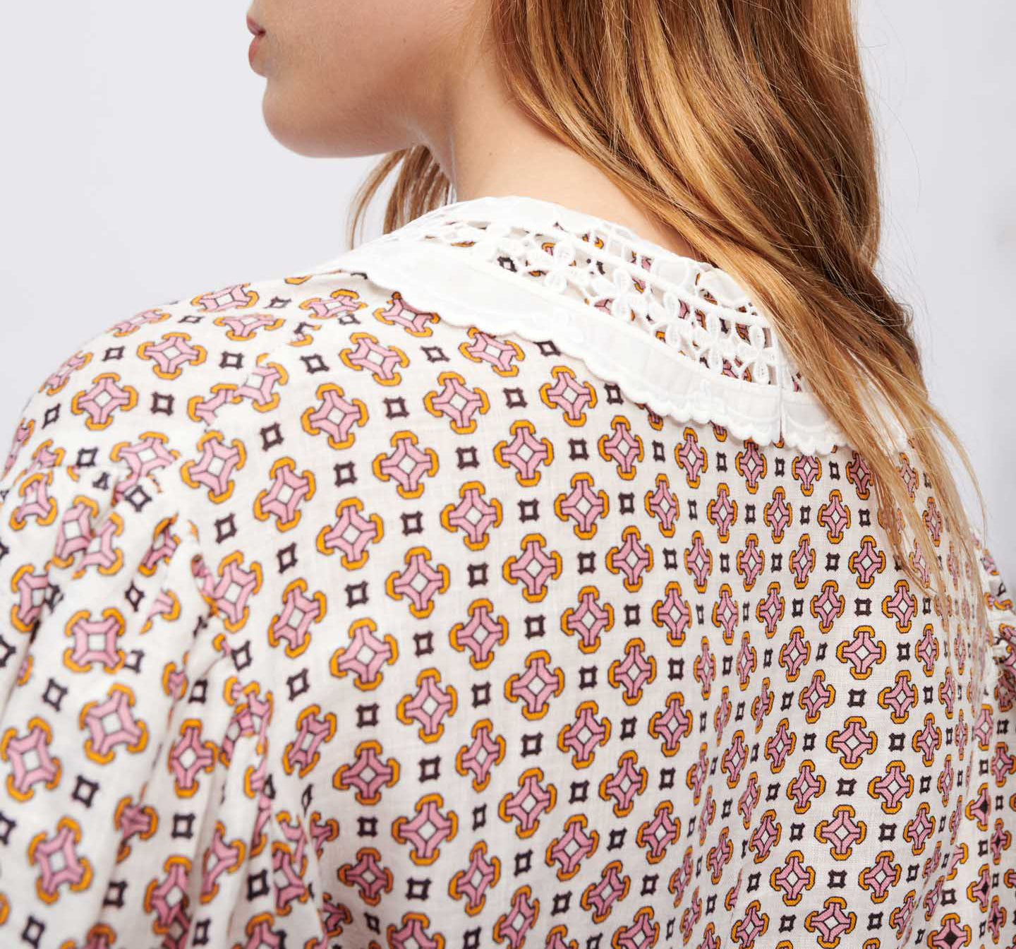 Romelange Dress - Geometric Ecru Background