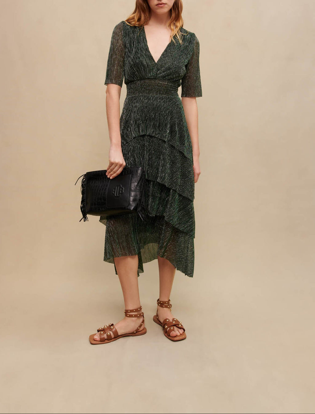 Vestido Ruffine - Verde / Plata