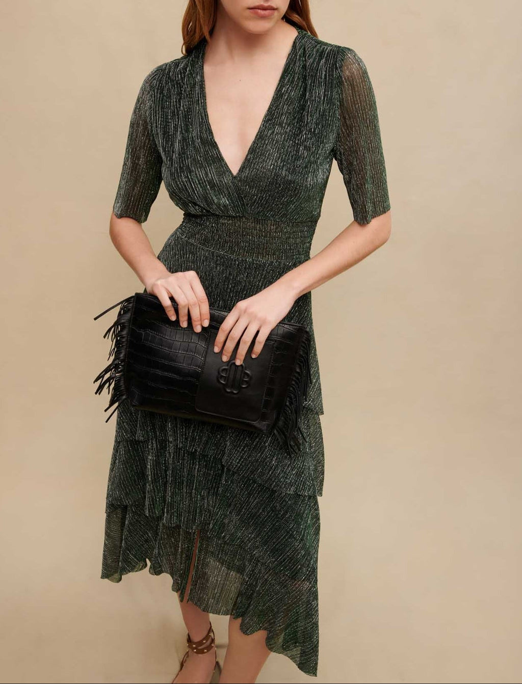 Vestido Ruffine - Verde / Plata