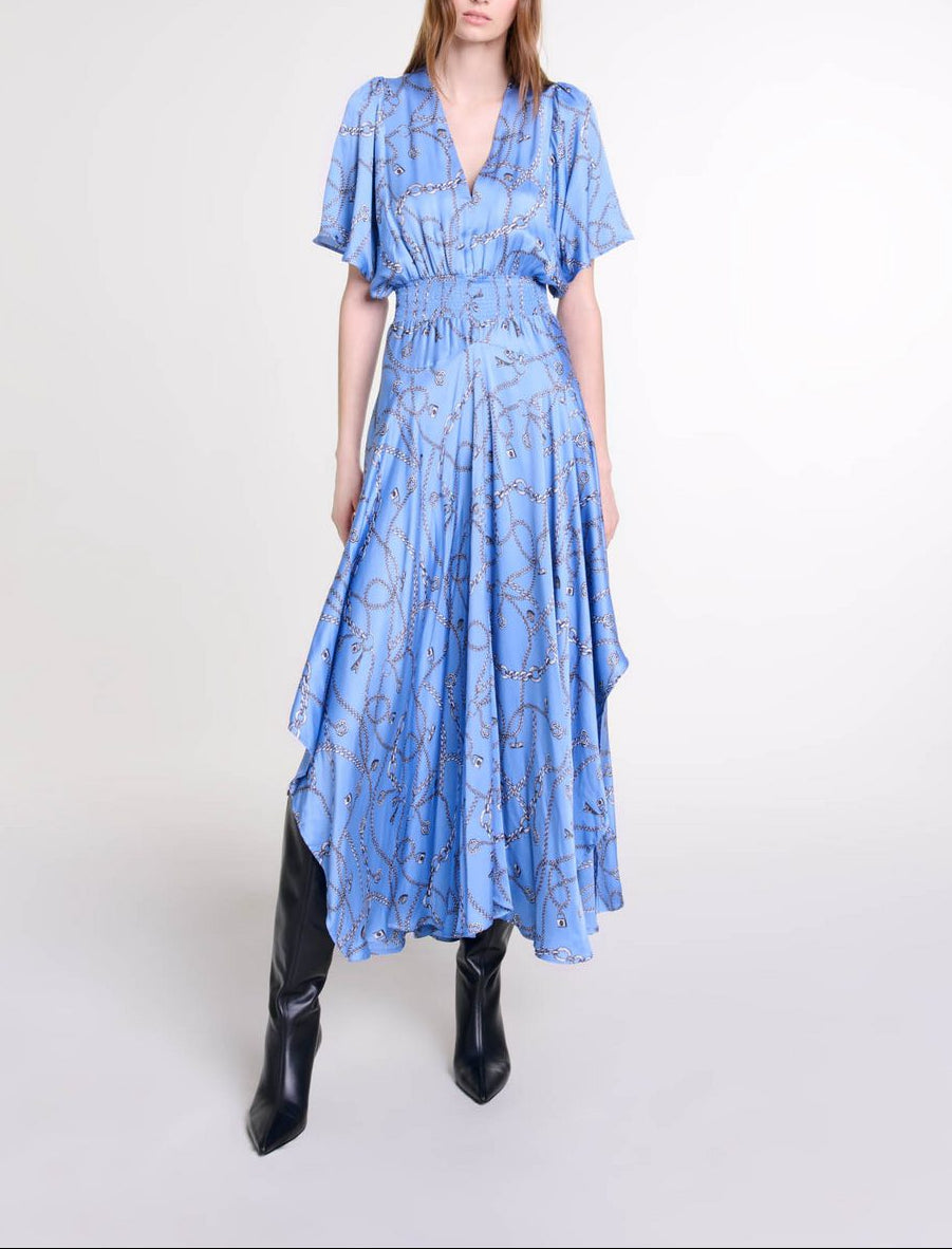 Racheliani Dress - Blue Chain Print