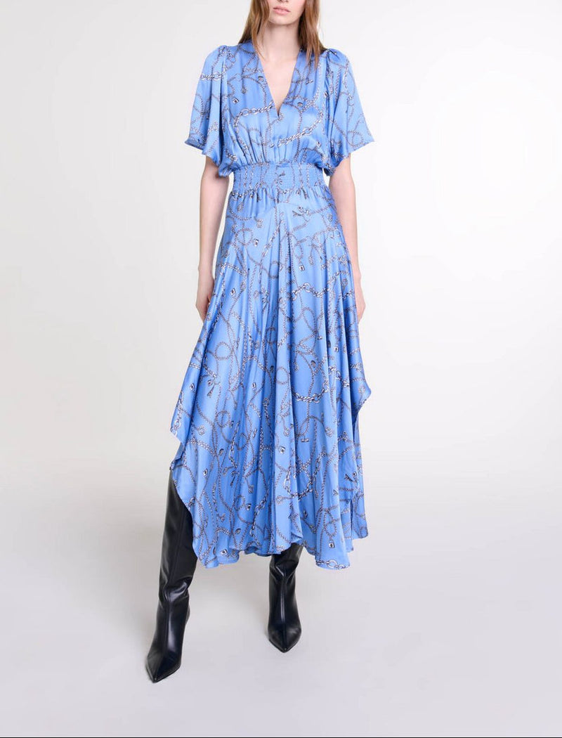 Robe Racheliani - Imprime Chaines Bleu