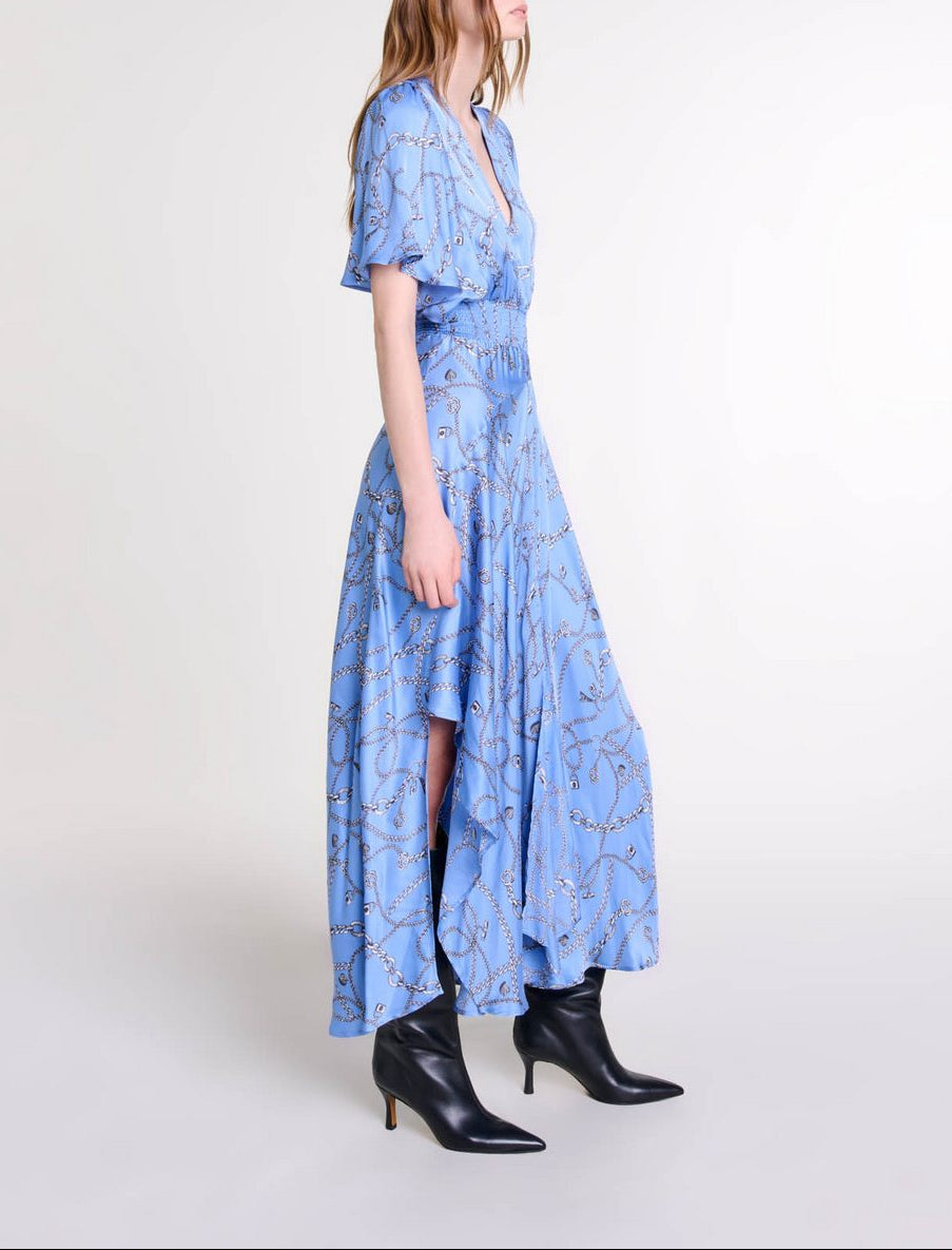 Racheliani Dress - Blue Chain Print