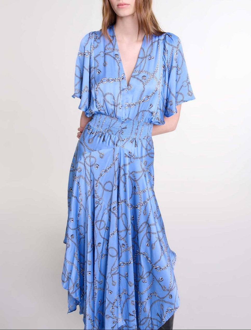 Racheliani Dress - Blue Chain Print
