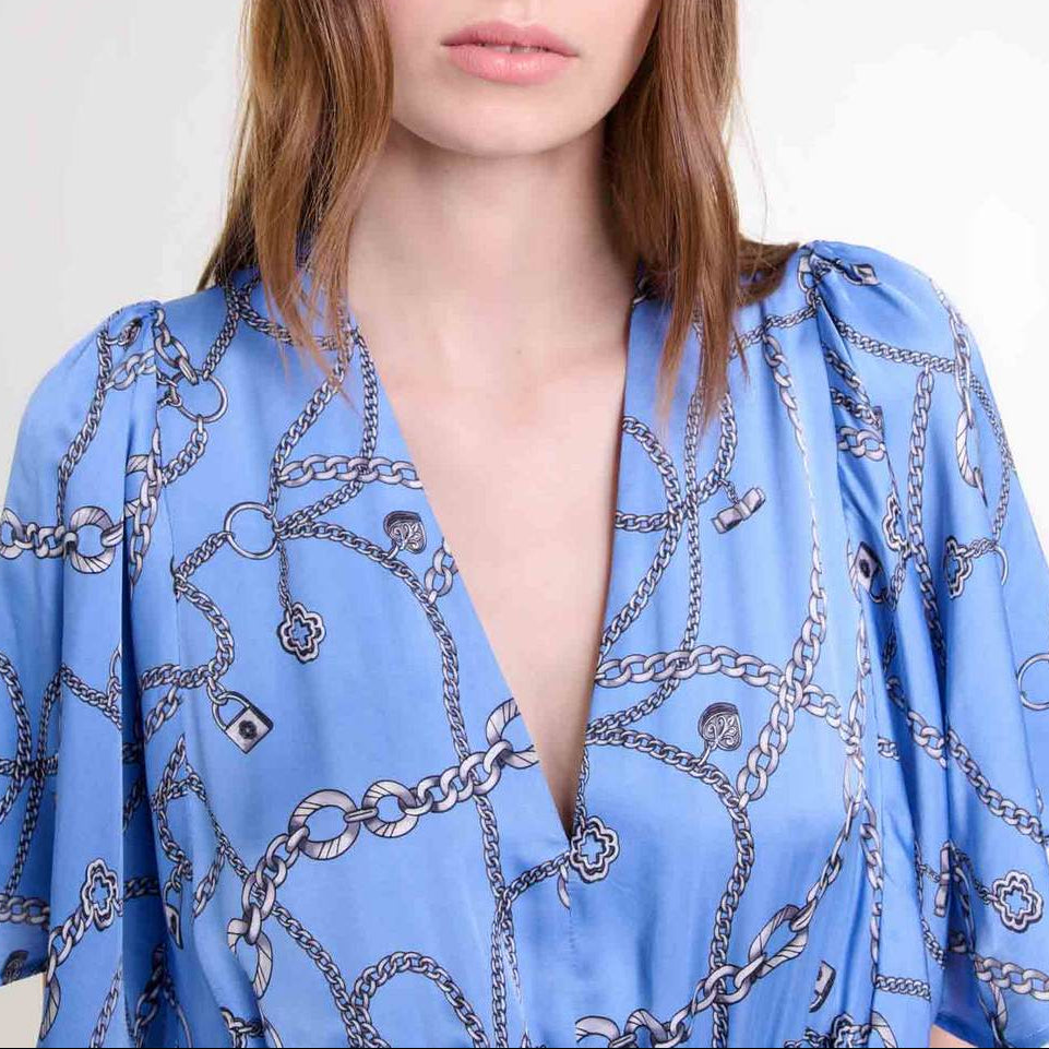 Racheliani Dress - Blue Chain Print