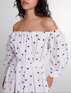 Vestido Ranina - Lunares Marino Y Blanco