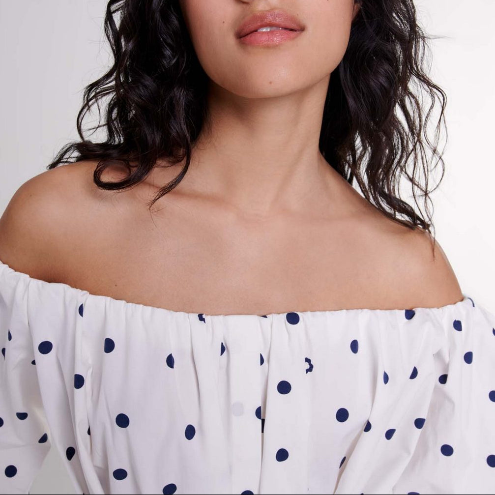 Vestido Ranina - Lunares Marino Y Blanco