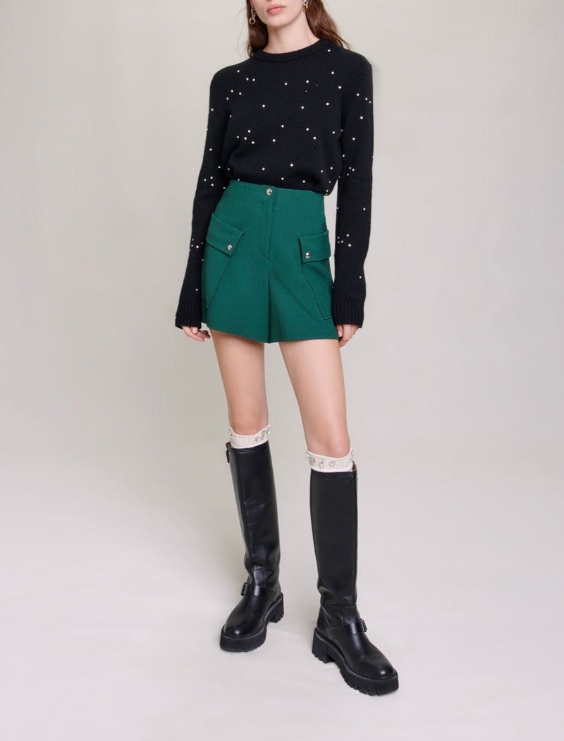 Maje - Short - Vert Bouteille