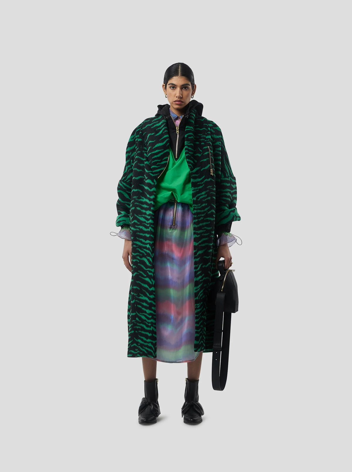 Manteau Eren In Forest Green Zebra Wool