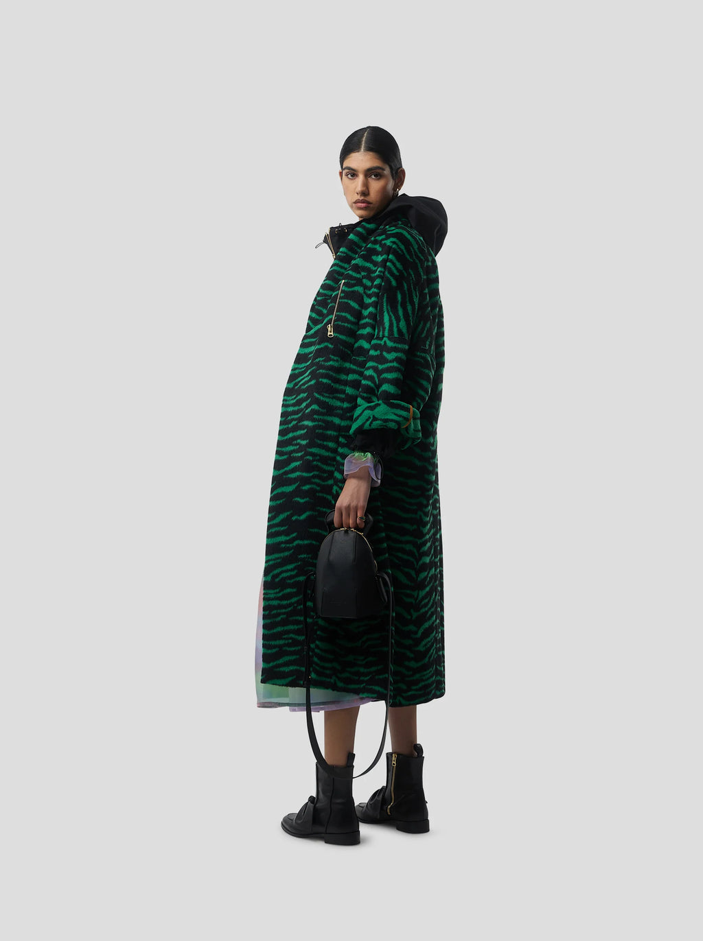 Manteau Eren In Forest Green Zebra Wool