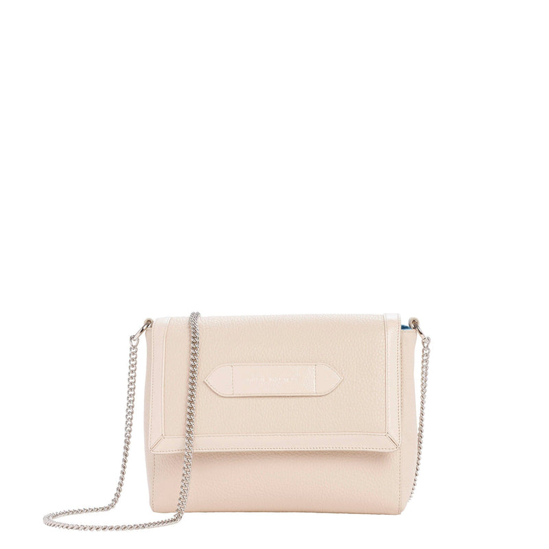 Alibi - Sac Chaîne Shoulder Bag Marie Martens Crème matelassé en cuir vernis froissé et cuir grainé 