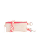 Coachella2 - Sac ceinture Beltbag Marie Martens Crème cuir vernis froissé - Zip rose fluo 