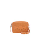 Bento - Sac Porté Épaule Handbag Marie Martens Camel Patchwork mix daim et cuir grainé - Zip rose fluo 