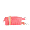 Coachella - Sac ceinture Beltbag Marie Martens Rose pivoine matelassé en cuir lisse - Zip rose fluo 